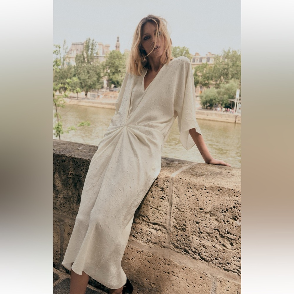 ZARA CRINKLE EFFECT MIDI DRESS ZW COLLECTION